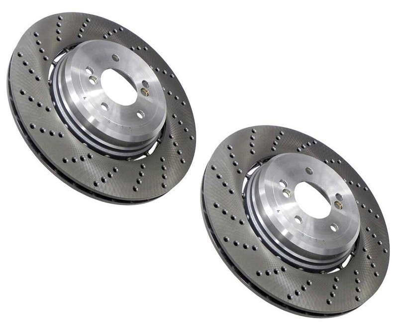 Pair Set of 2 Rear Zimmermann X-Drilled Brake Disc Rotor 370 for BMW E60 E63 E64