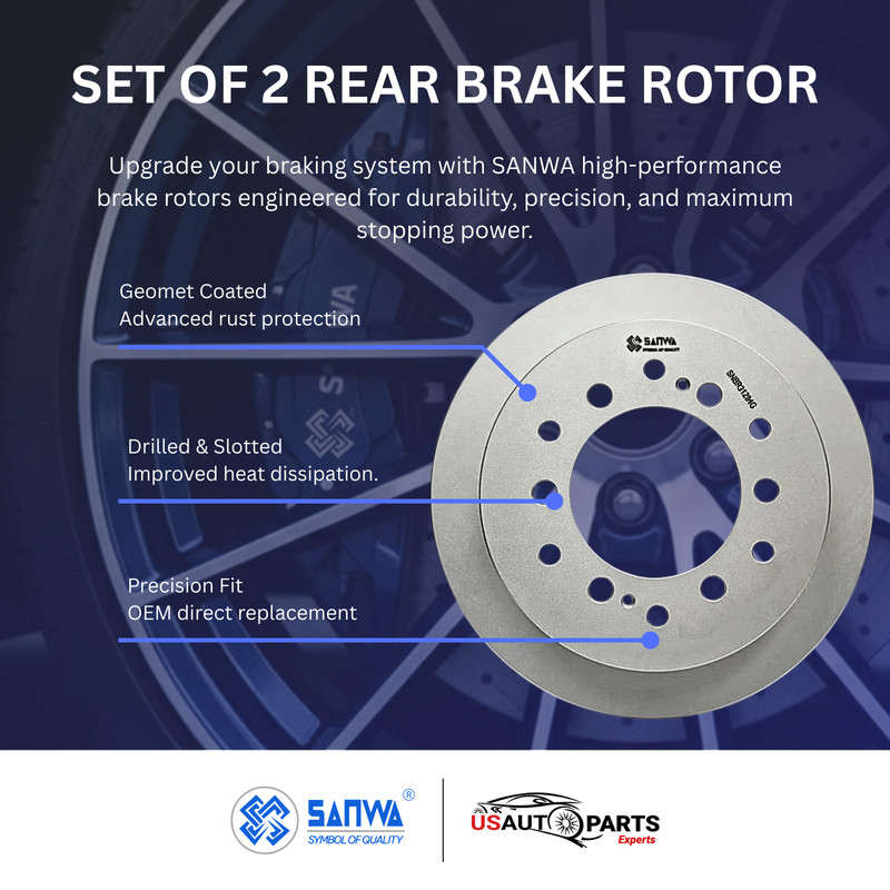 SET OF 2 REAR BRAKE ROTOR VENTED & GEOMET COATED 313 mm FOR TOYOTA SEQUOIA 01-09 gallery
