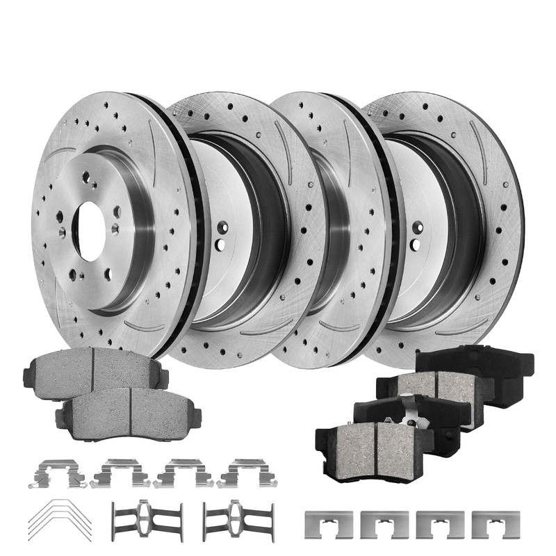 AWD Front Rear Drilled Rotors Ceramic Brake Pads for Honda CR-V 2007 - 2015 2016 gallery
