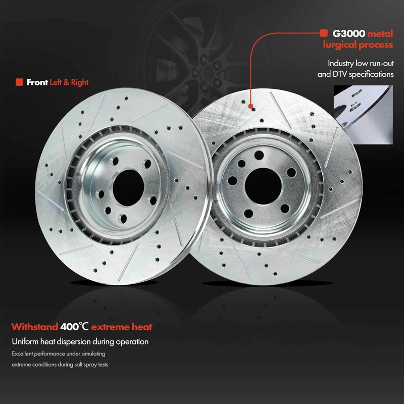 2Pcs Front Side Drilled Brake Rotor for Land Rover Discovery Sport 15-19 Jaguar gallery