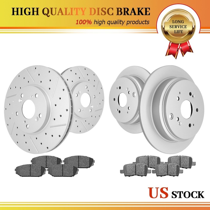 Front & Rear Disc Rotors + Ceramic Brake Pads for 2002 2003 2004 Honda Odyssey