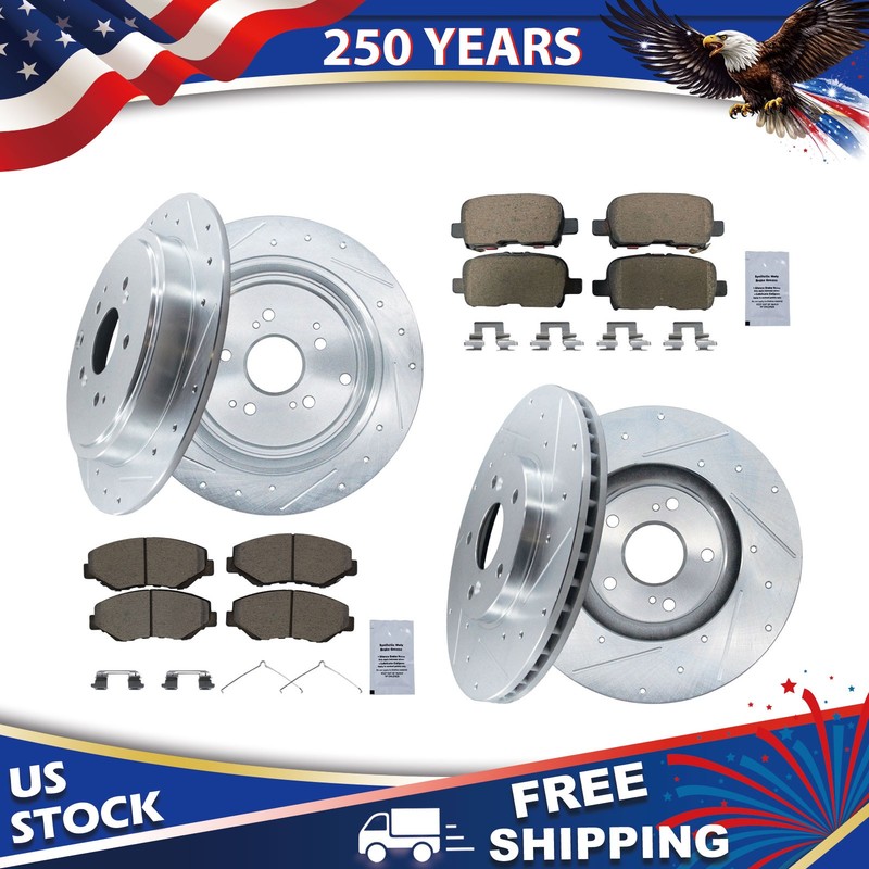 Front Rear DRILLED Rotors Pads Kit for 2003 2004 2005 2006 2007 2008 Honda Pilot