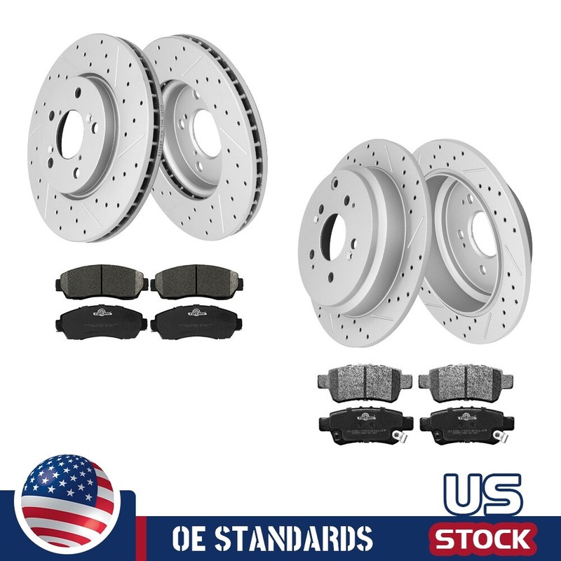 Front & Rear Disc Brake Rotors + Pads for 2005-2008 2009 2010 Honda Odyssey