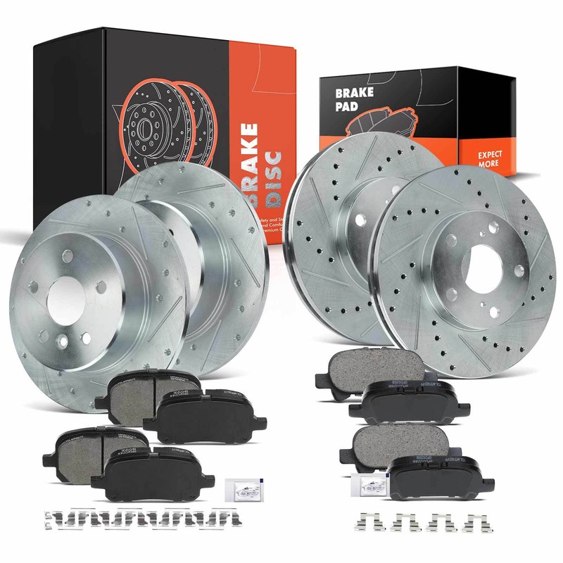 Front & Rear Drilled Rotors & Brake Pads for Toyota Avalon 2000 2001 2002-2004