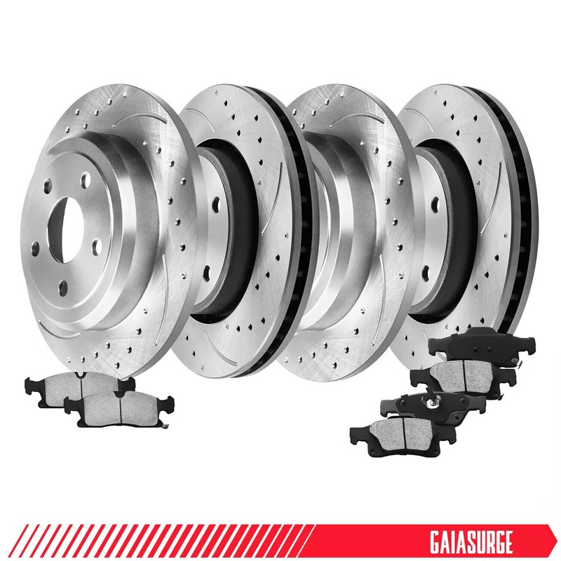 For 2004 2005 2006 2007 Toyota Highlander Front Rear Brake Rotors + Ceramic Pads