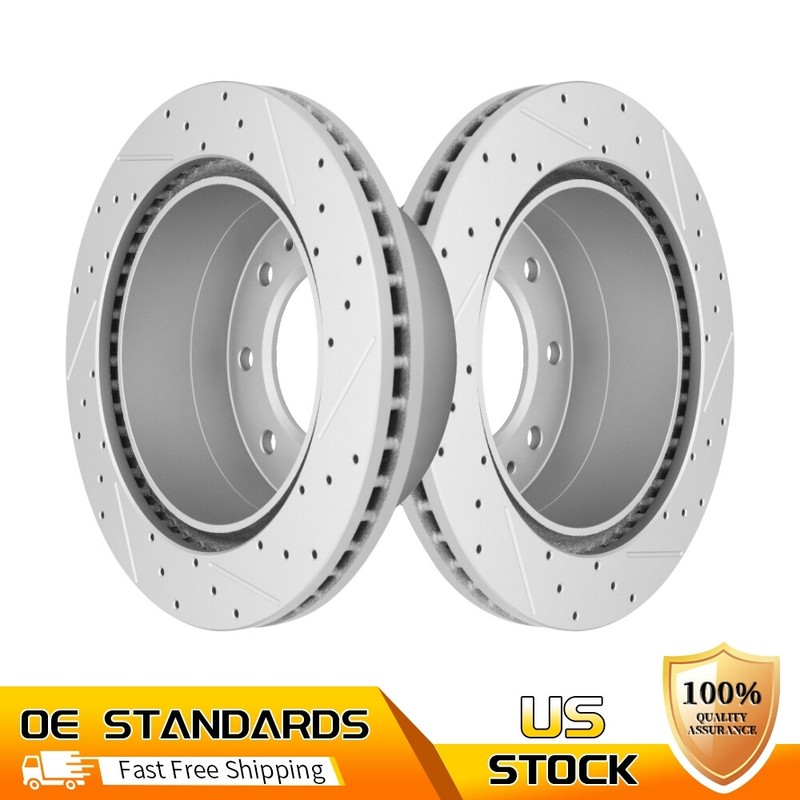 Rear Drilled Slotted Brake Rotors for Chevrolet Silverado Sierra 2500 HD 3500