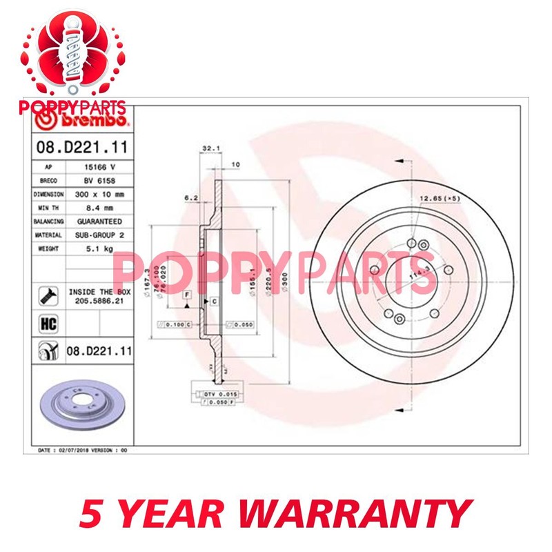 Fits Kia Optima 2015-2019 Brake Discs Rear Poppy 58411D4650 gallery
