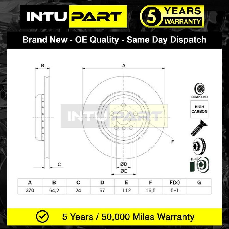 Fits BMW 7 Series X5 X6 8 X7 5 X4 + Other Models Intupart Rear Brake Disc