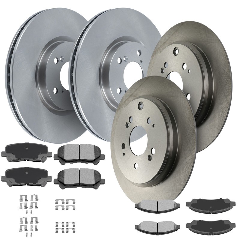 Front Rear Brake Ceramic Pads + Solid Rotors Fits Honda Pilot 2009 2010 - 2014 gallery