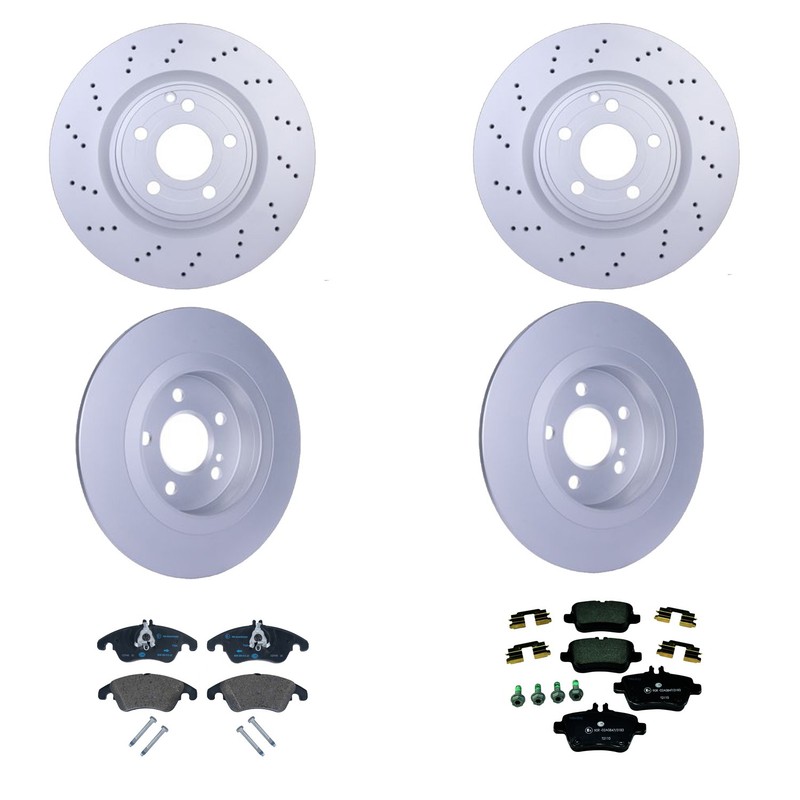 Hella Front and Rear Rotors Low-Met Disc Brake Pad Kit For R172 SLK350 Base