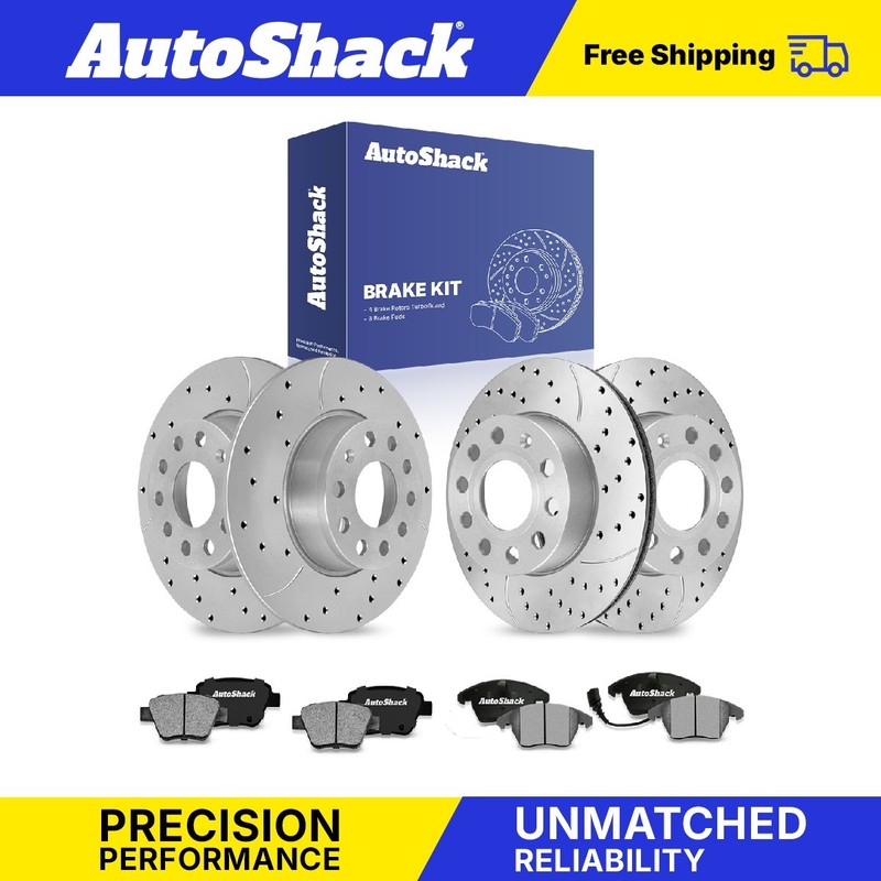 Front Rear Drilled Slotted Brake Rotors Ceramic Pads for VW, Jetta 2010-2014