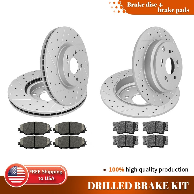 Front Rear Drilled Rotors + Brake Pads for 2009 – 2013 Honda Pilot Acura MDX ZDX
