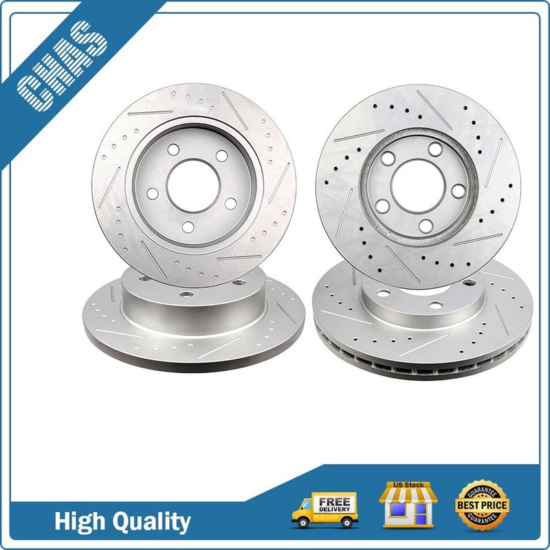 Front Rear Slotted Brake Rotors Discs For 1994 1995 1996 1997-2004 Ford Mustang