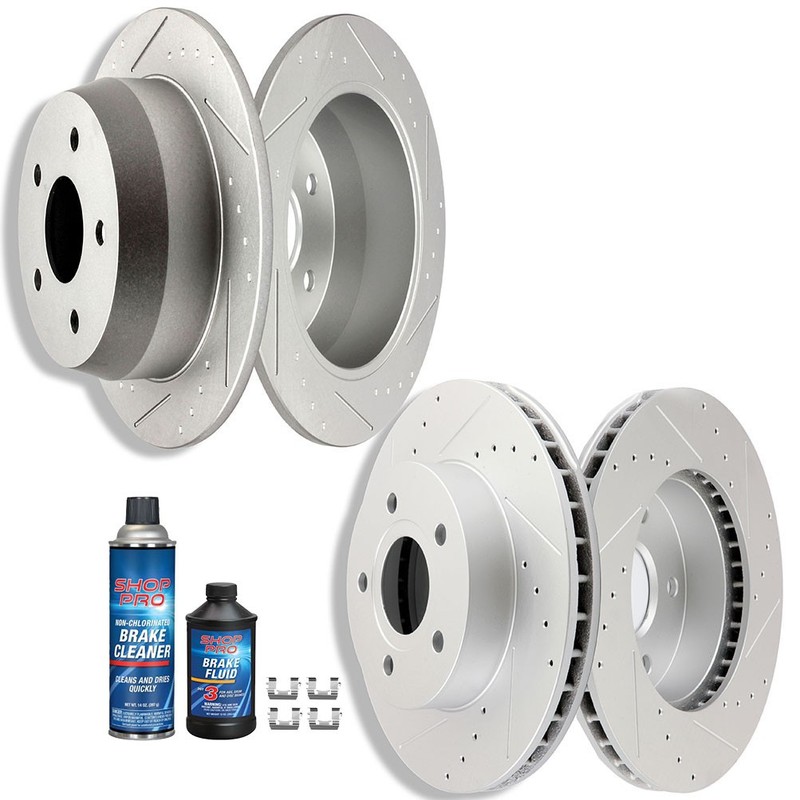 325mm Front & 330mm Rear Drilled Brake Rotors for Ford Explorer Taurus Flex MKT