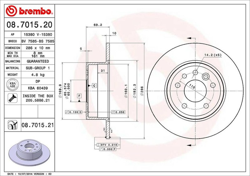 Brembo 08701521C02 BRAKE ROTORS gallery