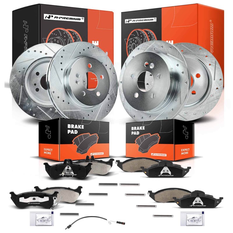 Drilled Brake Rotor & Brake Pads Front & Rear for Mercedes-Benz ML350 W163 03-05