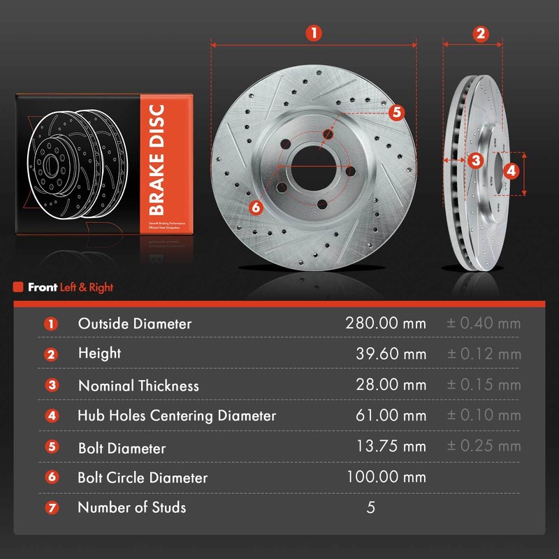 Drilled Brake Rotor for Chrysler PT Cruiser 2003-2009 Dodge Neon 2003-2005 Front gallery