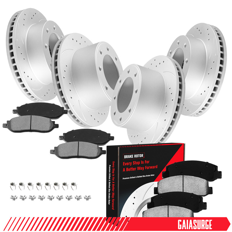 For 2005 – 2007 Ford F-250 Super Duty Front Rear Rotors with Ceramic Brake Pads