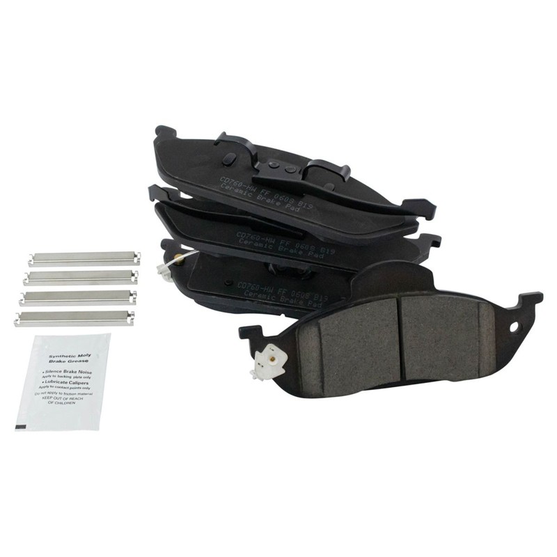 Front & Rear Ceramic Brake Pad & Performance Drilled Slotted Rotor Kit gallery