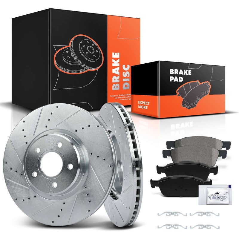 Front Drilled Brake Rotors & Brake Pads for Ford Escape 13-17 Transit Connect