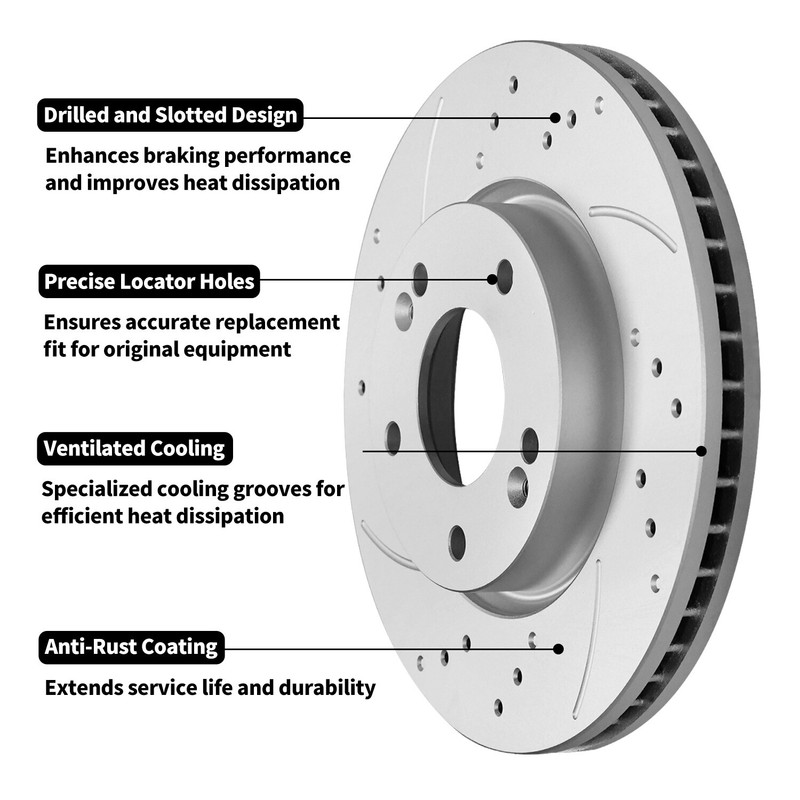 Front Drilled & Slotted Disc Rotors Pads For Buick Rendezvous/Pontiac Aztek AWD gallery
