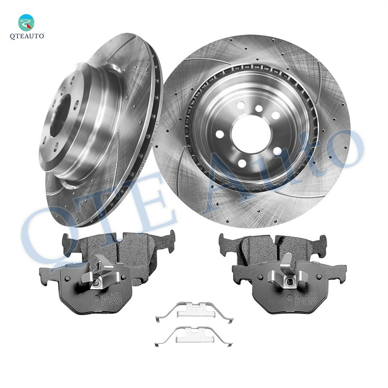 6 Rear 336mm Drilled Brake Rotors-Ceramic Brake Pad To 2009-2013 BMW 335I Xdrive