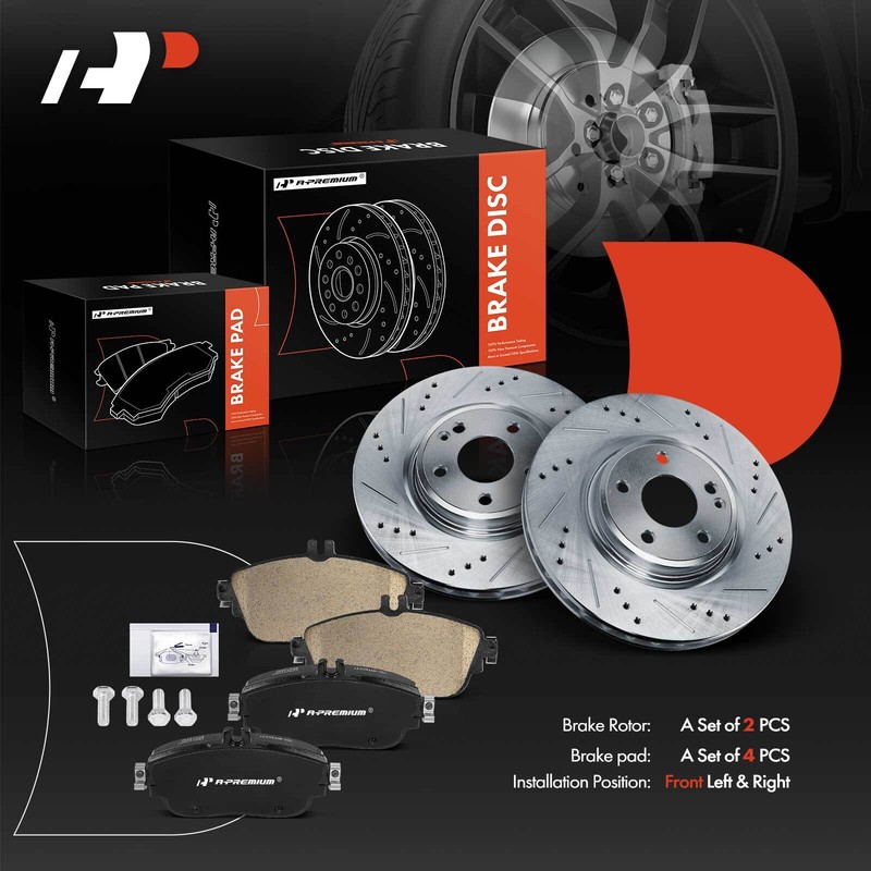 A-Premium 6Pcs Drilled Brake Rotor & Pad Front for INFINITI QX30 Mercedes-Benz gallery