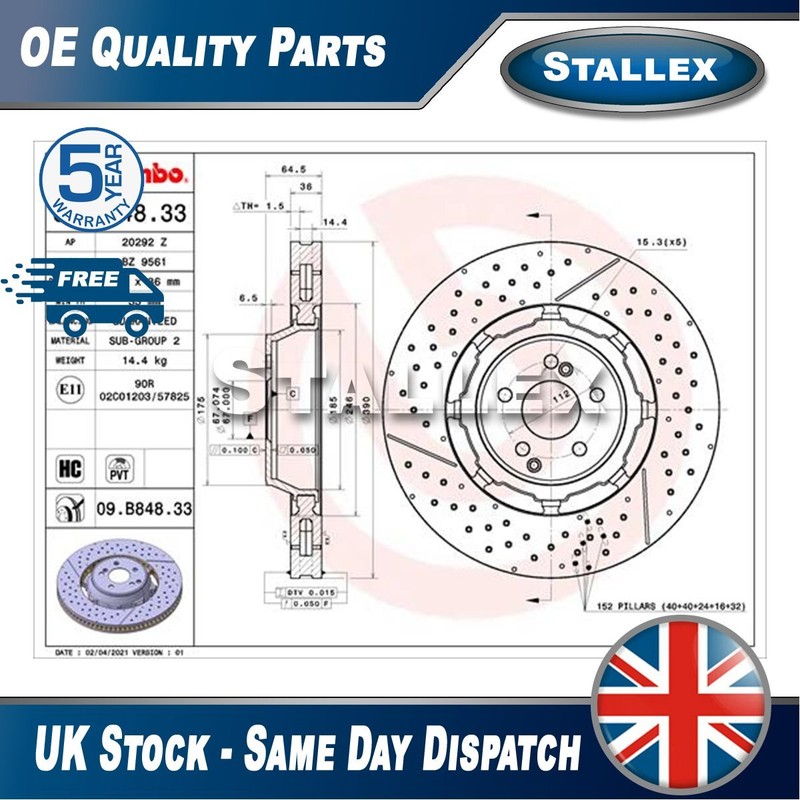Fits Mercedes C-Class SL 3.0 4.0 6.0 6.2 Brake Disc Front Stallex