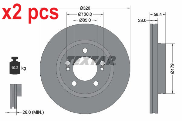 X2 PCS L&R SIDES FRONT BRAKE DISC 92332803