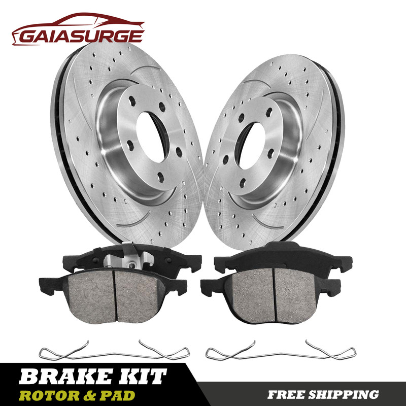 Front Drilled Brake Rotors Ceramic Brake Pads for 2010 – 2013 Mazda 5 Mazda 3