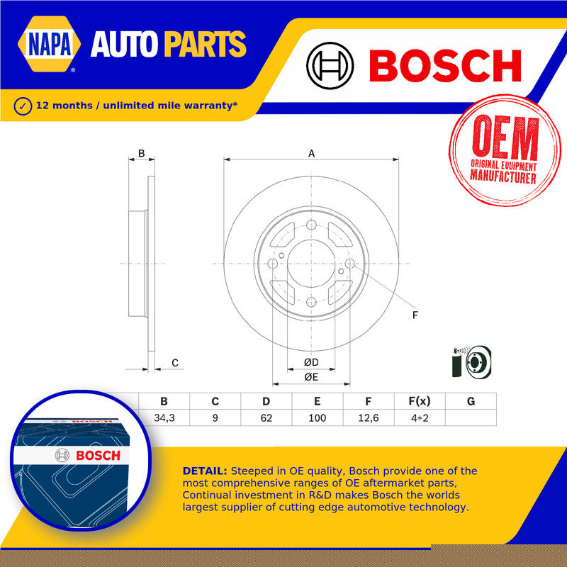 2x Brake Discs Pair Solid Rear 228mm 0986479F38 Bosch Set 5561152R00 BD2783 New