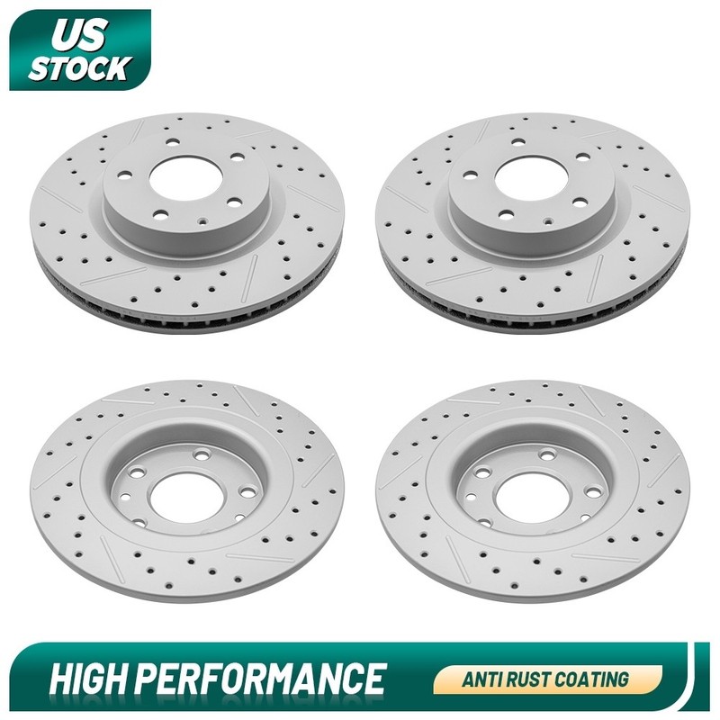 Front & Rear Drilled Slotted Disc Brake Rotors For 2016 2017 2018 Mazda CX-3 AWD