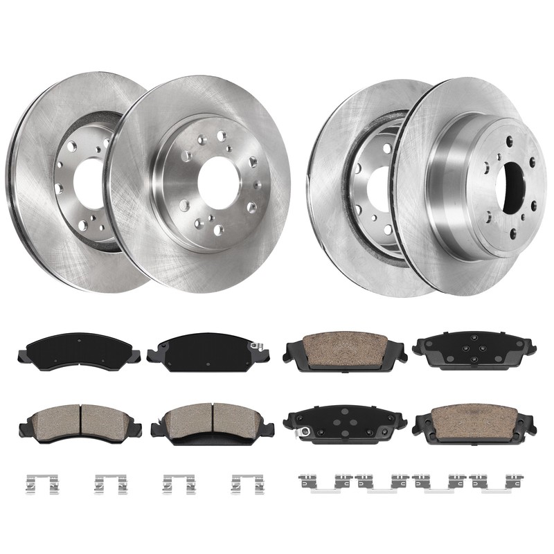 Front Rear Drilled Rotors Brake Pads for Chevy GMC Silverado Sierra 1500 Yukon