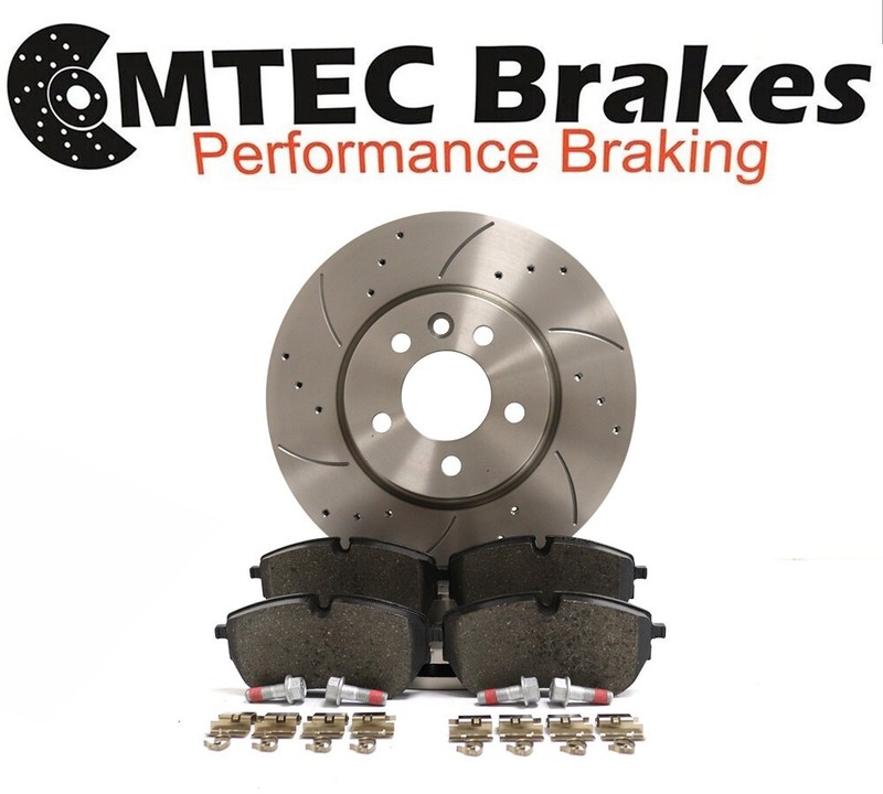 VW Amarok 3.0 Tdi 12-21 Front Drilled Grooved Brake Discs MTEC Pads 332mm