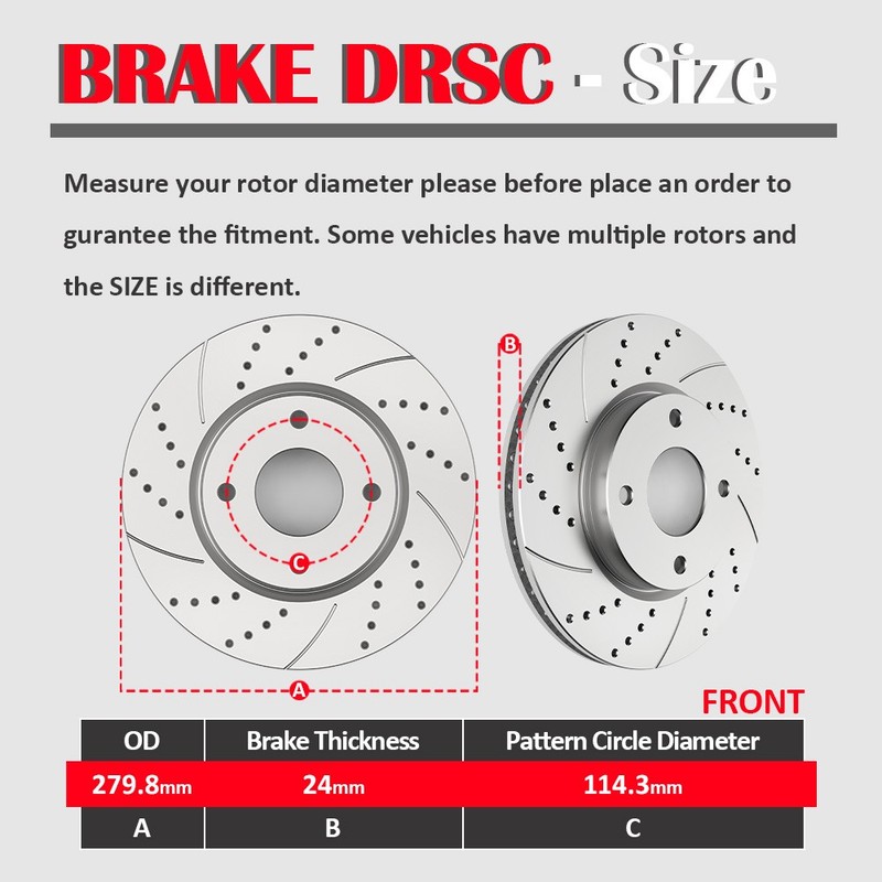 11.03"Front Drilled Rotor Discs Ceramic Brake Pad Fit Nissan Cube Sentra Brake gallery