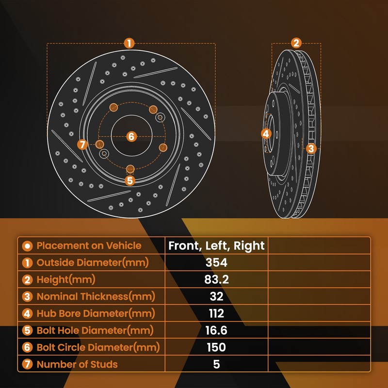 Front Drilled & Slotted Brake Disc For Toyota Tundra 2007-21/Lexus Lx570 2016-21 gallery