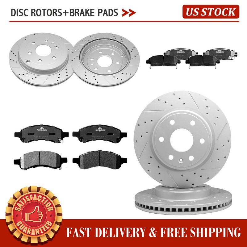 For Chevy Traverse GMC Acadia Enclave Front Rear Disc Rotors Ceramic Brake Pads