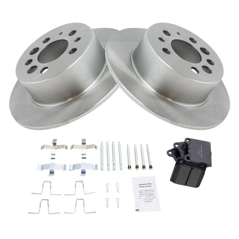TRQ Brake Rotor & Ceramic Brake Pad Rear LH Left RH Right Kit for Volvo gallery