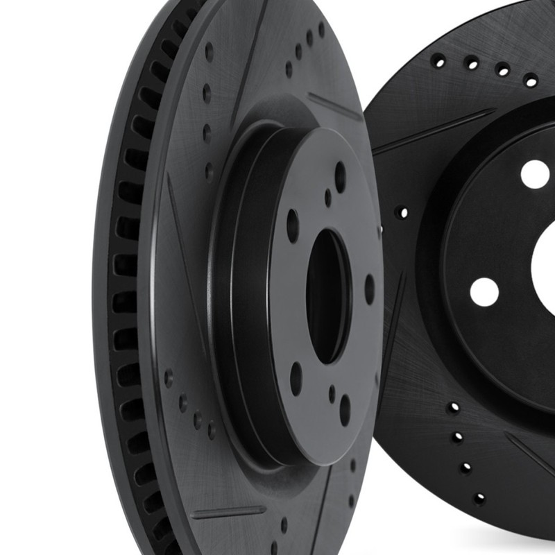 For Infiniti Q70 2014 15 16 17 18 2019 Rotor Set | Black | Drilled And Slotted gallery