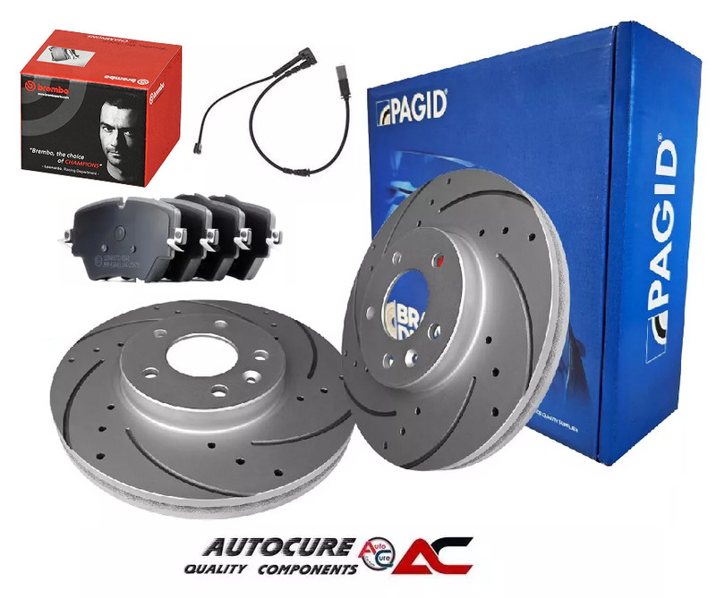 FOR MINI COOPER S 2.0L (F55) (F56) PAGID DRILLED FRONT BRAKE DISCS & BREMBO PADS