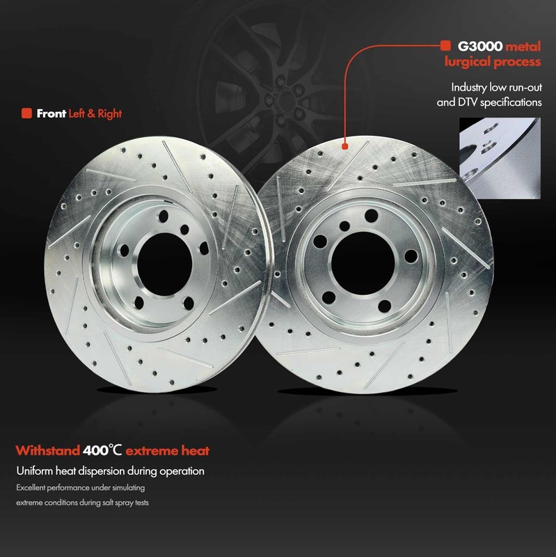Drilled Brake Rotors & Ceramic Pad for Mini Cooper Countryman 2011-2016 Front gallery