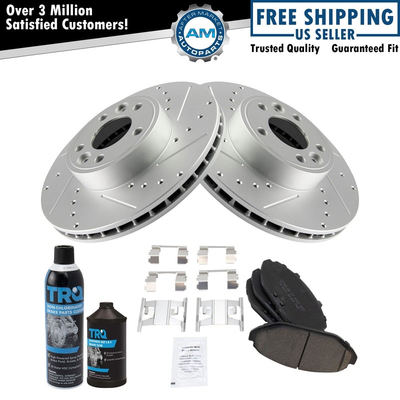 Front Ceramic Brake Pad & Performance Rotor Kit w/Fluids for Crown Victoria