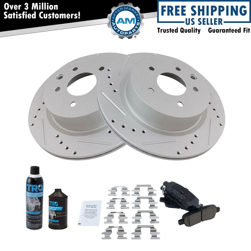 Rear Ceramic Brake Pad & Performance Coated Rotor Kit w/Chemicals