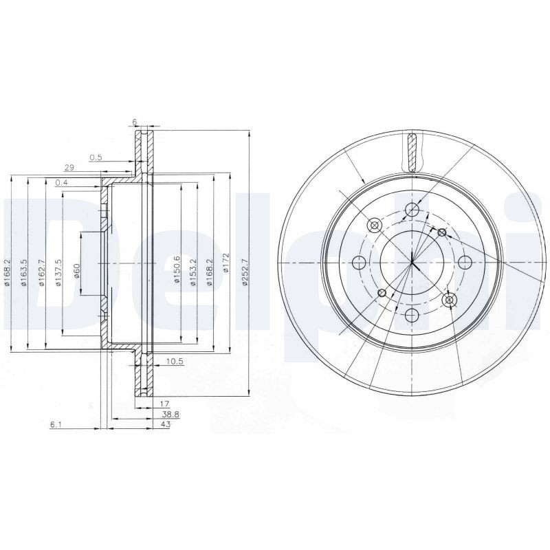Delphi BG3884 Brake Disc for Opel, Subaru, Suzuki, Vauxhall