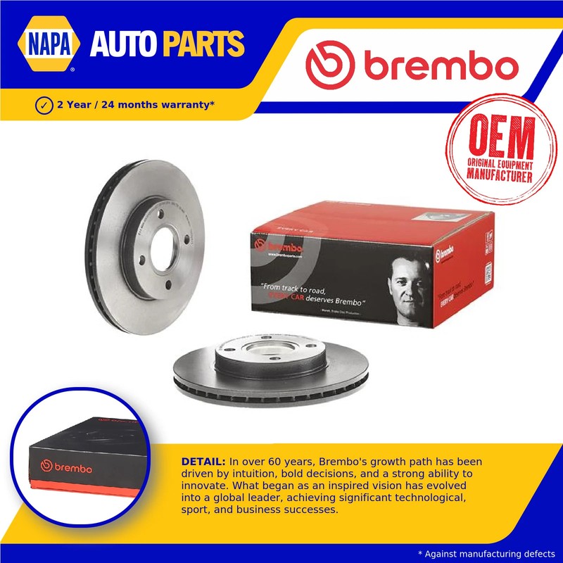 2x Brake Discs Pair Vented fits MAZDA 2 DY 1.3 Front 03 to 07 258mm Set Brembo
