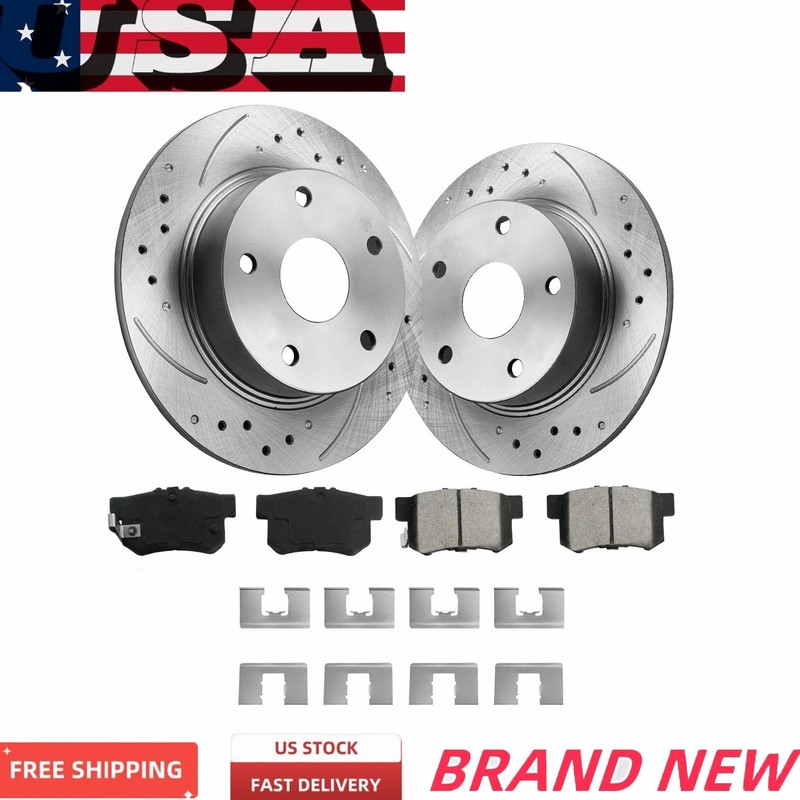 262mm Rear Drilled Rotors Ceramic Brake Pads for Jeep Sebring Compass Patriot