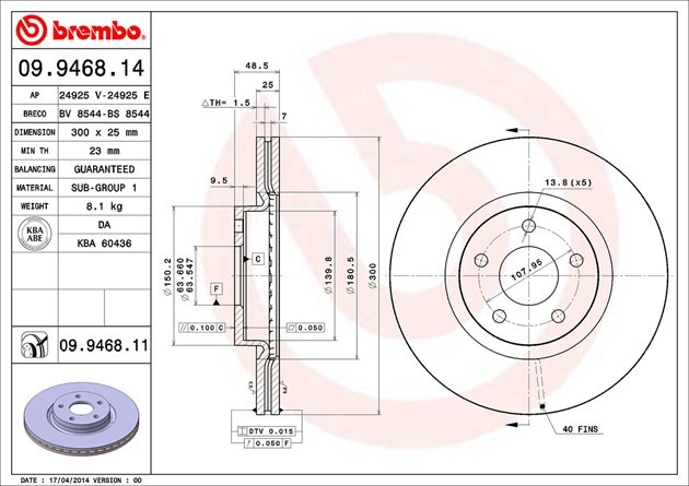 Brembo 09946811C02 BRAKE ROTORS gallery