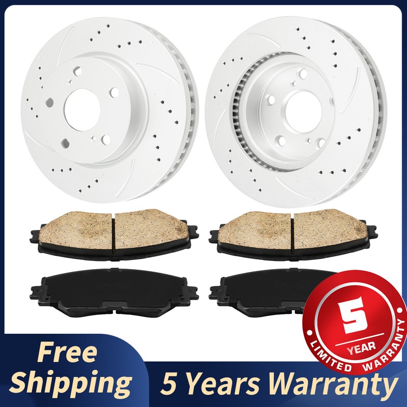275mm Front Drilled Slotted Brake Rotors Ceramic Pads For Lexus HS250h 2010-2012