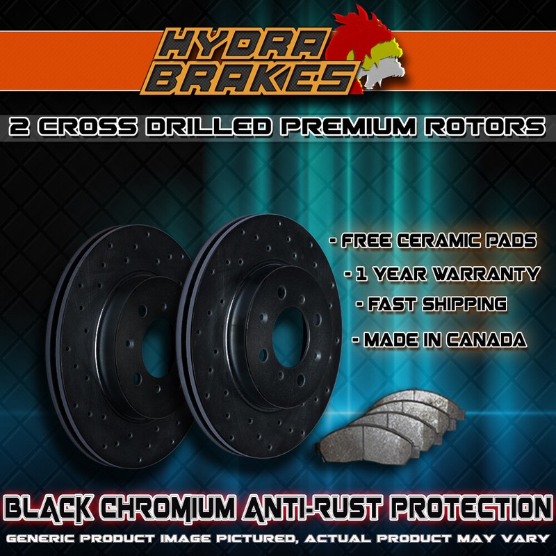 FITS 2003 2004 2005 PONTIAC VIBE GT Drilled Brake Rotors CERAMIC BLK F