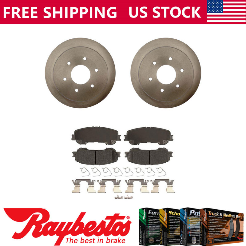 Rear Kit Brake Rotors + Ceramic Pads & Hardware For 2017-2019 Titan – Raybestos
